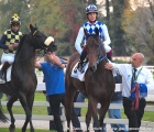 Cristian Demuro in sella a Noble Hachy al Tondino del Premio Omenoni, seguito da Fabio Branca in sella a Dagda Mor 