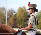Soldatessa a cavallo di un Halflinger