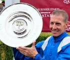 Jim Crowley celebrates after Baaeed’s easy Sussex Stakes win, Goodwood UK, 27 07 2022
