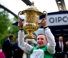 pj-mcdonald-celebrates-with-the-king-george-trophy-ascot-uk-23-07-2022