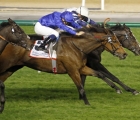 WARREN POINT (centre, Mickael Barzalona) beats SEAN (farside) and SOLID STONE (left) in The Dubai Millennium Stakes Meydan 2 Feb 2024 