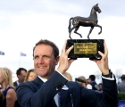 Charlie Appleby holds the Breeders’ Cup Turf trophy aloft
