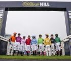 5/8/21 HORSE RACING Jockey's in the Racing League line up before the 1st race at DONCASTER