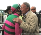 L'ing. Diego Romeo, proprietario di Greg Pass (Sc. Incolinx), abbraccia Federico Bossa dopo la vittoria