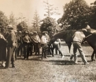 This is a 1930 photo showing Whichone at Saratoga awaiting his rival Gallant Fox in the Travers. Little did the connections of both horses know that the 1930 Travers would go down as one of the great upsets in racing his