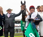 All smiles Star Catcher and connections after Irish Oaks victory, july 2019