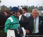 Mickael Rossini  jockey di Be My Whisper, nello stallo del vincitore del Premio Omnibus