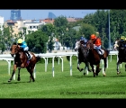 Fanoulpifer (Sc. Rencati) montato da Dario Vargiu si avvia alla vittoria del Premio De Montel