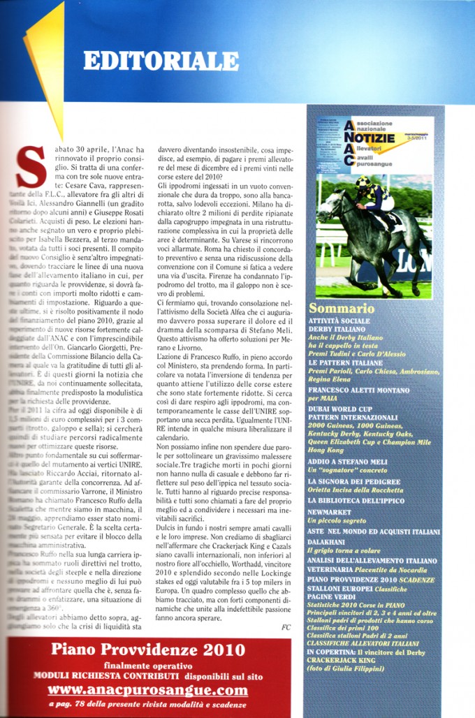 ANAC Testo Editoriale Marzo Maggio 2011